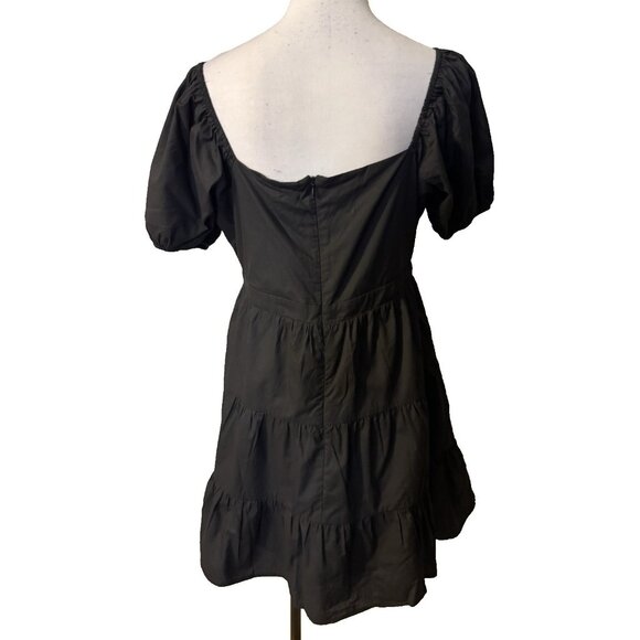 Spring & Mercer Black Puff Sleeve Babydoll Dress Extra Large XL Cotton NWT - Picture 4 of 13